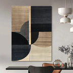 Geometric Wood - Like Shapes Abstract Painting for Contemporary Office Break Rooms GAB1356