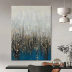 Gray - Blue - Gold Abstract Painting for Luxury Living Rooms HENG406