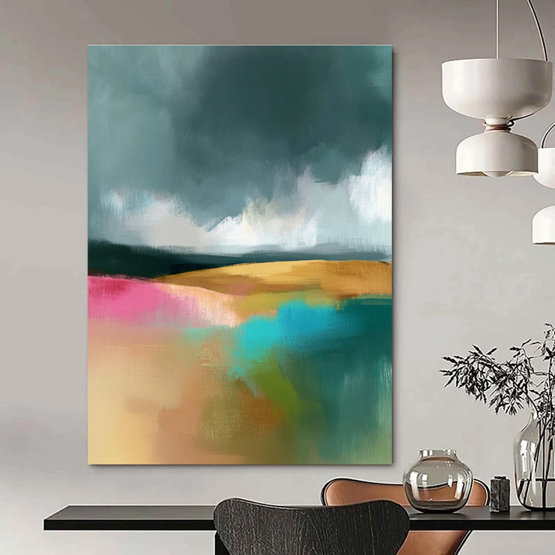 Colorful Field Abstract - Vibrant Landscape Abstract Art GAB0523