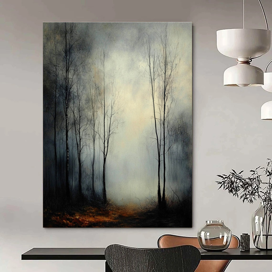 Misty Forest Path Enigmatic Landscape Abstract Painting GAB0238