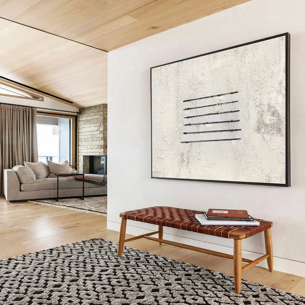 Simple Black Lines Abstract Painting for Modern Office Break Rooms YHT264