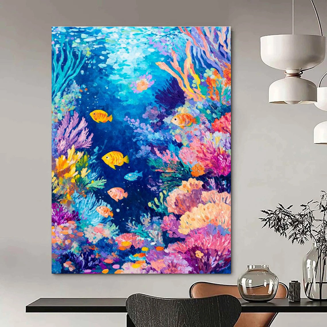 Colorful Underwater World Abstract Painting for Coastal Resort Spas HENG527