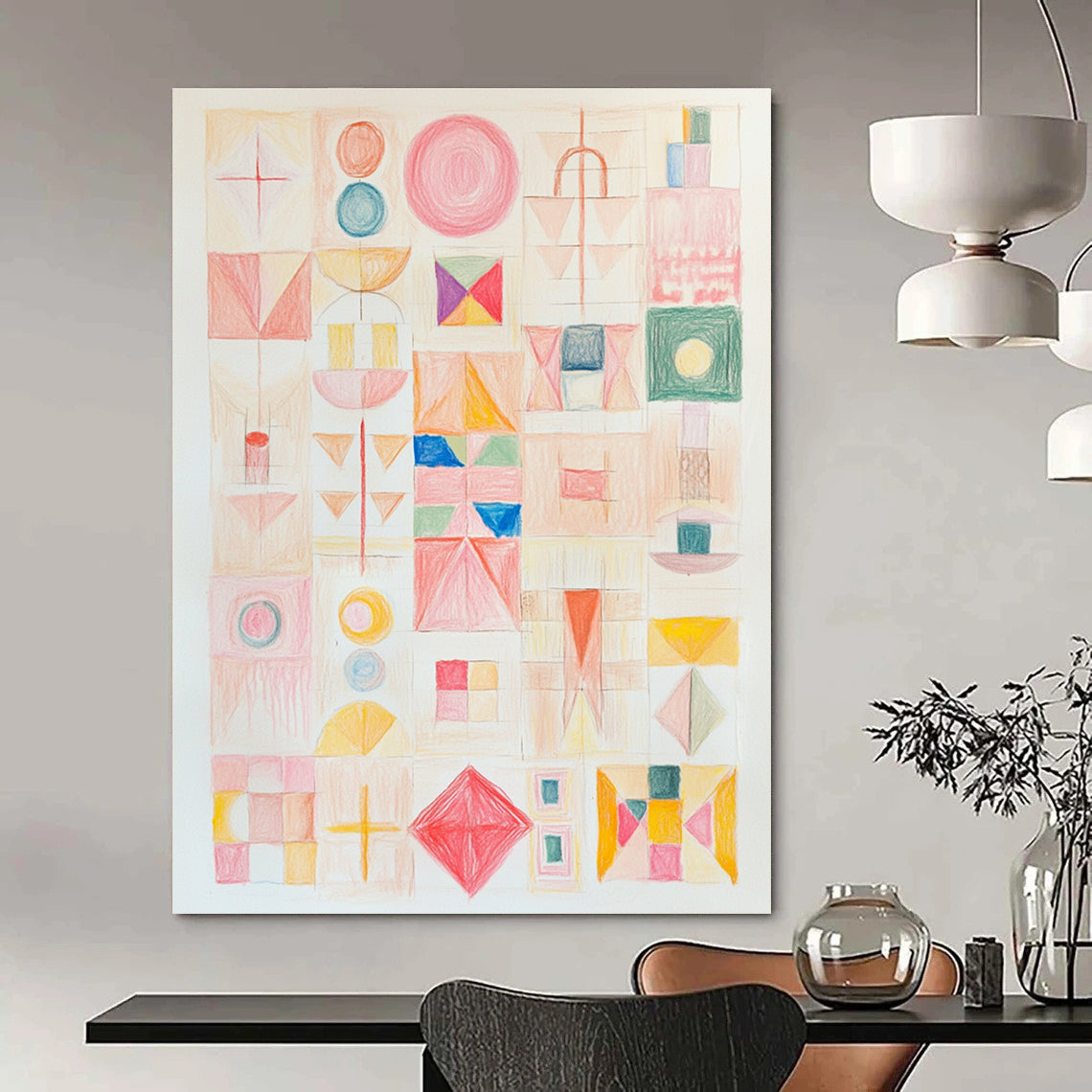 Colorful Geometric Collage Playful Abstract Painting GAB0365
