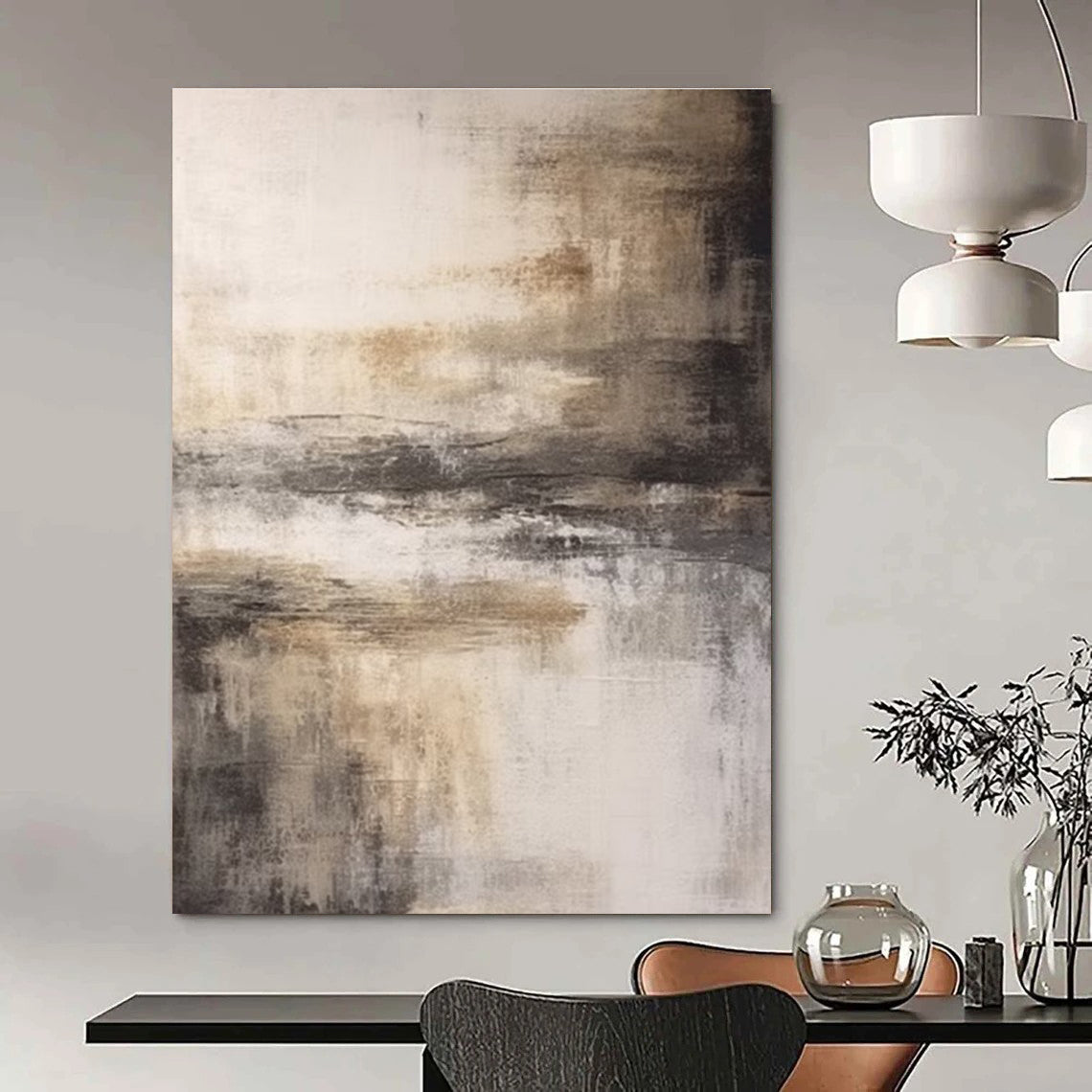 Monochromatic Abstract Landscape Abstract Painting for Nature - Inspired Studies HENG362