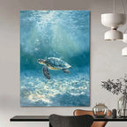 Sea Turtle Underwater Realistic Marine Abstract Painting GAB0335