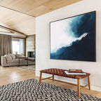 Dynamic Blue - White Wave with Textured Movement Abstract Painting ABS338