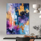 Luxurious Purple - Toned Abstract with Gold Painting for Elegant Spaces HENG282