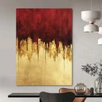 Opulent Red - Gold Drip Abstract Painting: Fluid Luxury for Glam Settings GAB0955