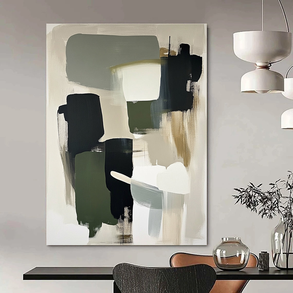 Neutral Tones Abstract Painting for Scandinavian - Inspired Home Offices GAB0923