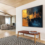 Golden Night Abstract Painting with Mysterious, Luxurious Tones ABS529