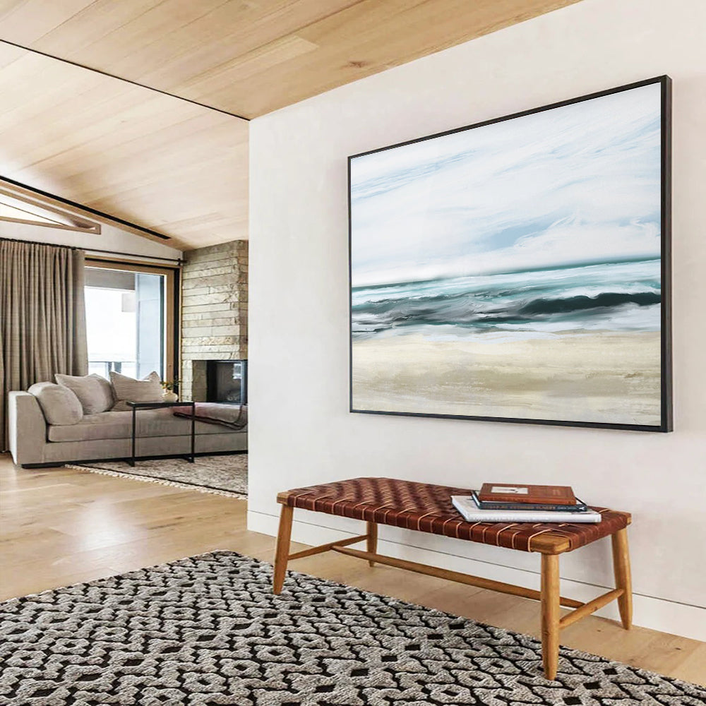 Calm Sea Abstract Painting for Coastal Bedrooms YHT128