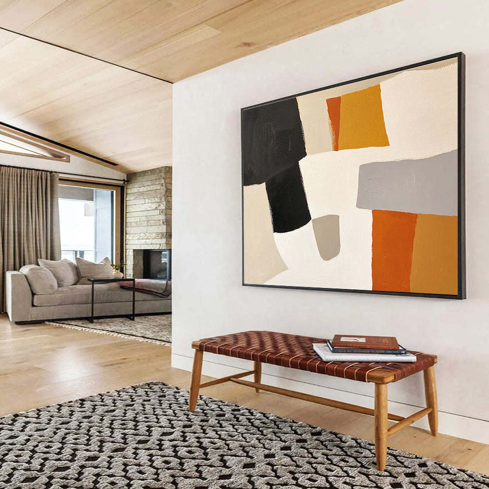 Neutral - Toned Geometric Abstract  Subtle Sophistication ABS105