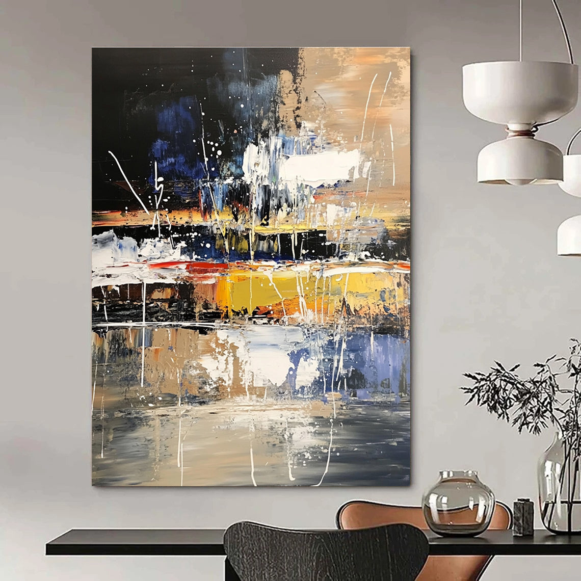 Dynamic Color Splash Abstract Painting for Artistic Event Venues GAB1209