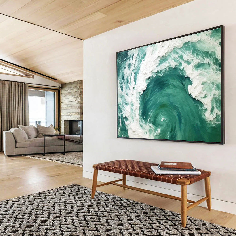 Turbulent Sea Abstract Painting for Dynamic Interiors YHT063