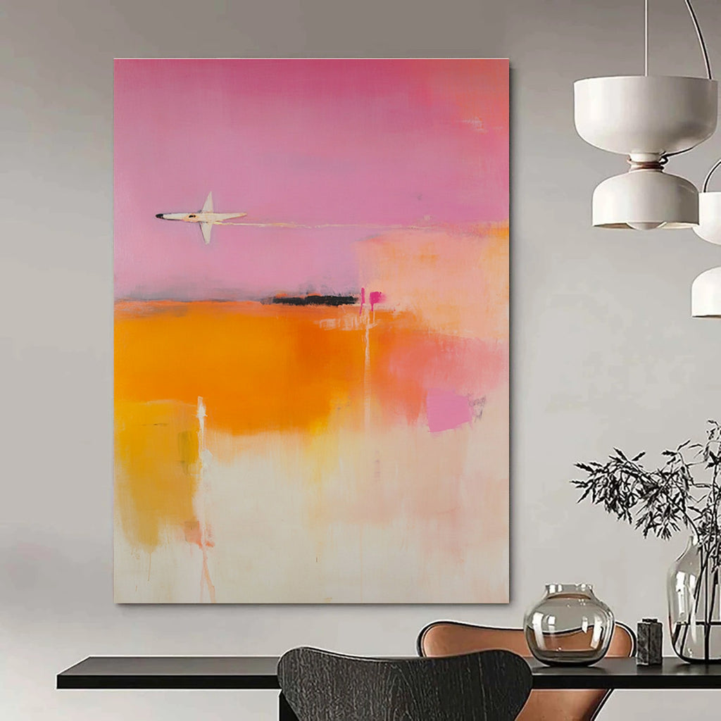 Abstract Plane in Pink Sky Painting for Aviation - Themed Home Offices GAB1221