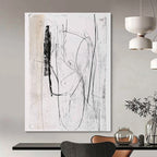 Black and White Sketch Abstract Painting of Minimalist Lines GAB0117