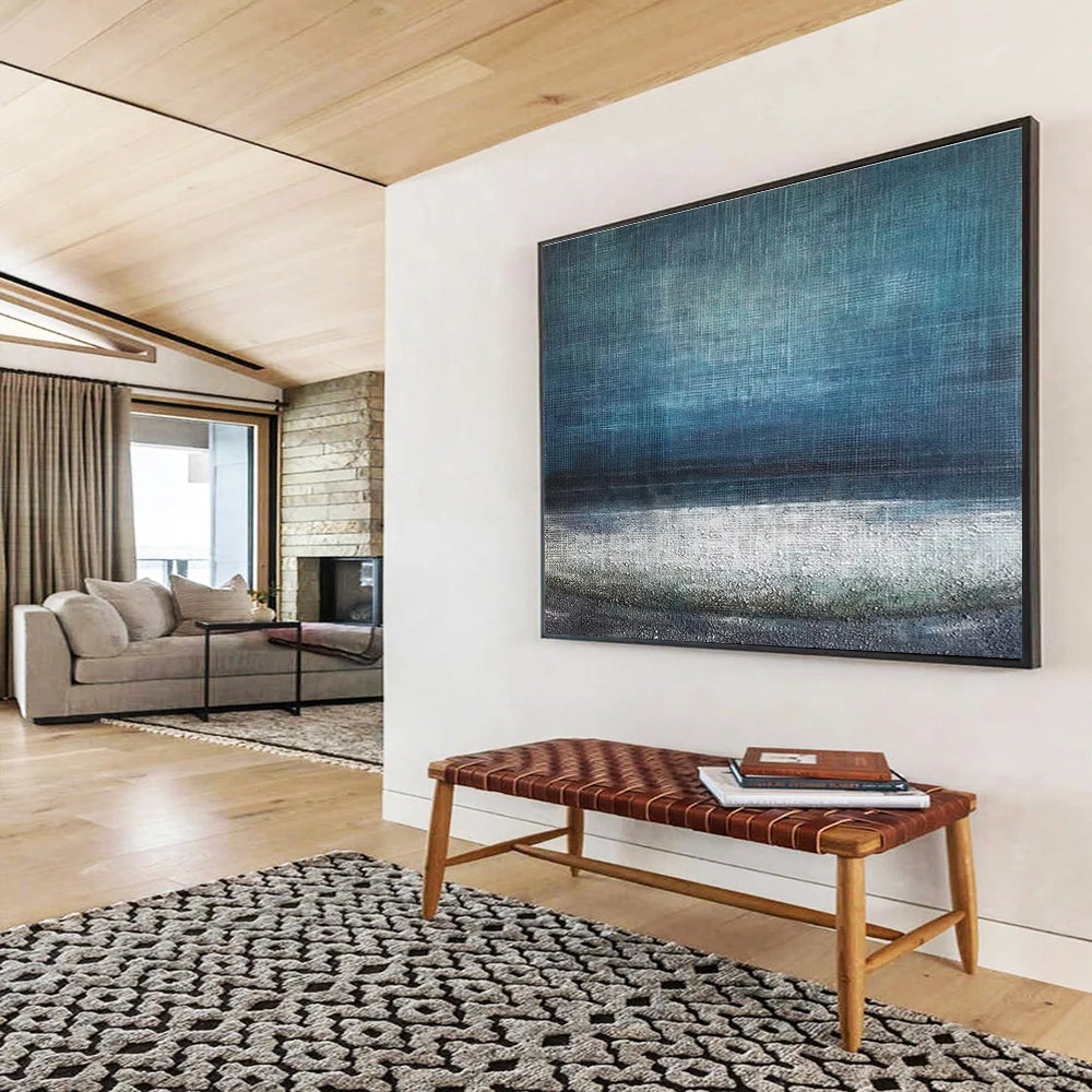Textured Sea Abstract Painting for Coastal Meditation Rooms YHT154