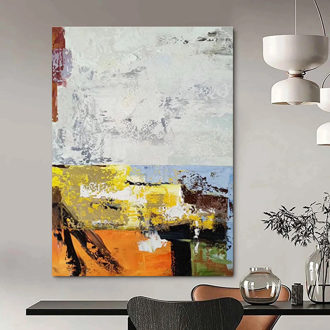 Color Block Abstract Painting for Creative Studio Workspaces HENG019