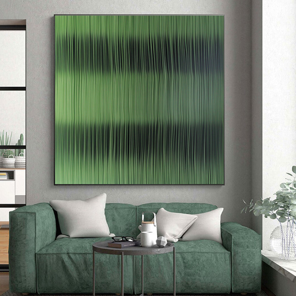 Green Striped Abstract Painting with Subtle Gradients WINK842