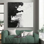 Black - White Abstract Flow Painting with Dynamic Textures WINK350