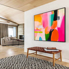 Pink and Orange Abstract Painting with Bold, Expressive Energy ABS458