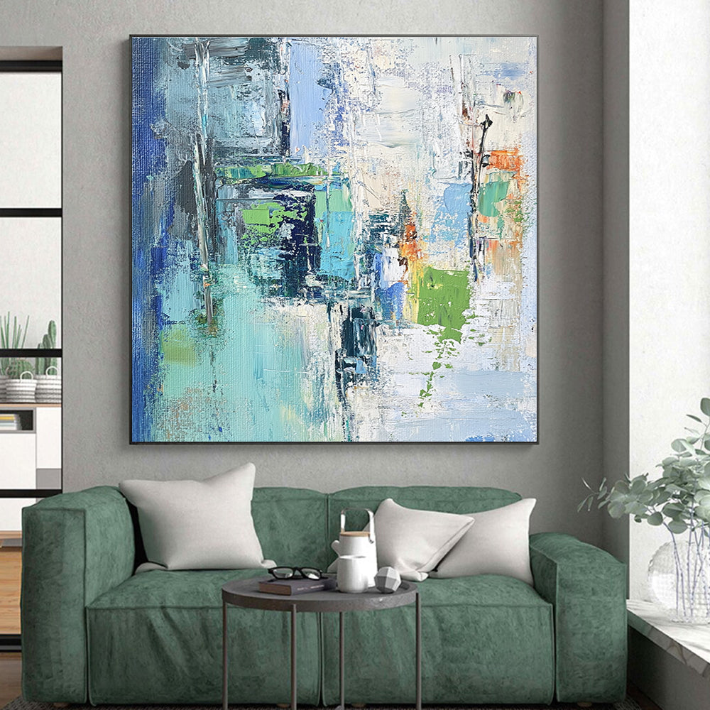 Blue Green Orange Abstract Painting with Vivid Harmony WINK459