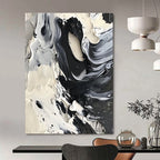 Black and White Swirl Abstract Painting for Minimalist Home Studies GAB1314