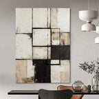 Monochrome Square Abstract Painting for Modern Art Gallery Minimalist Sections GAB1179