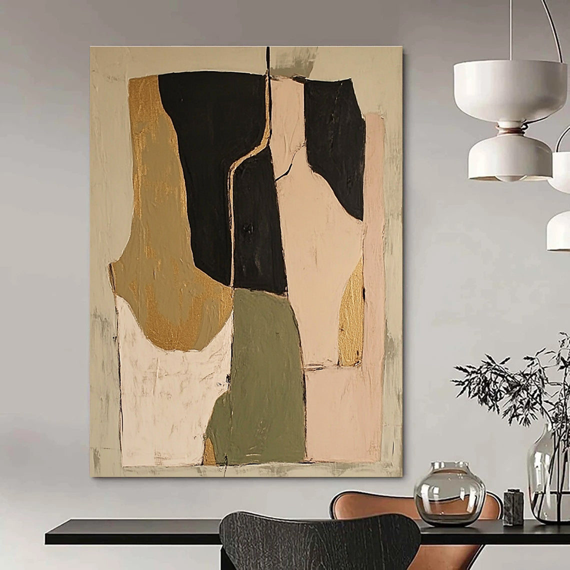 Gold - Accented Abstract Painting for Luxury - Styled Home Offices GAB0969