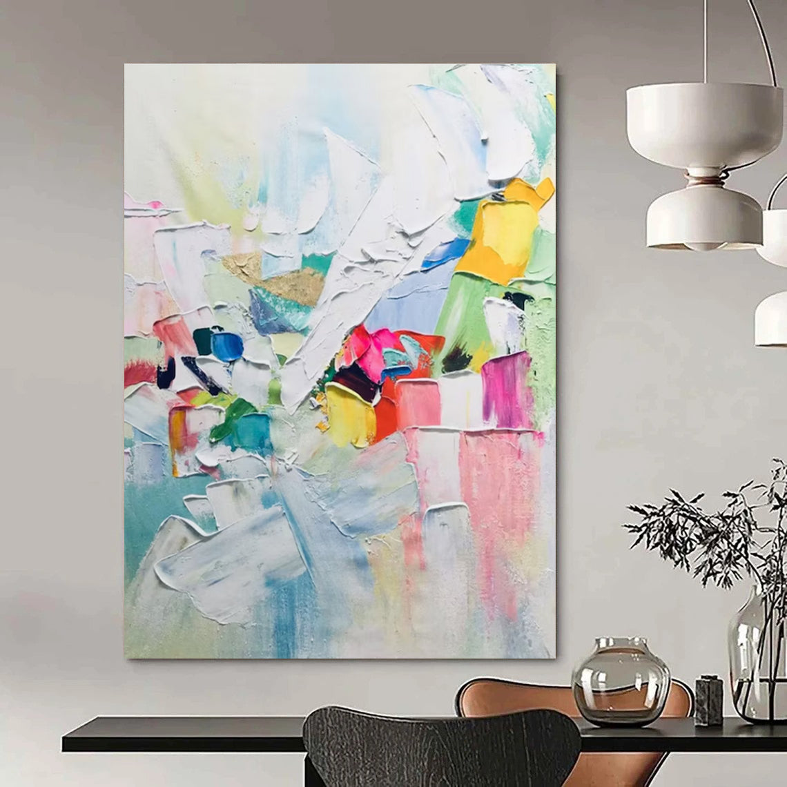 Vibrant Colorful Abstract Composition Painting for Art - Loving Spaces HENG274