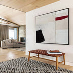 Red - Black - White Abstract Painting for Bold Minimalist Spaces YHT110