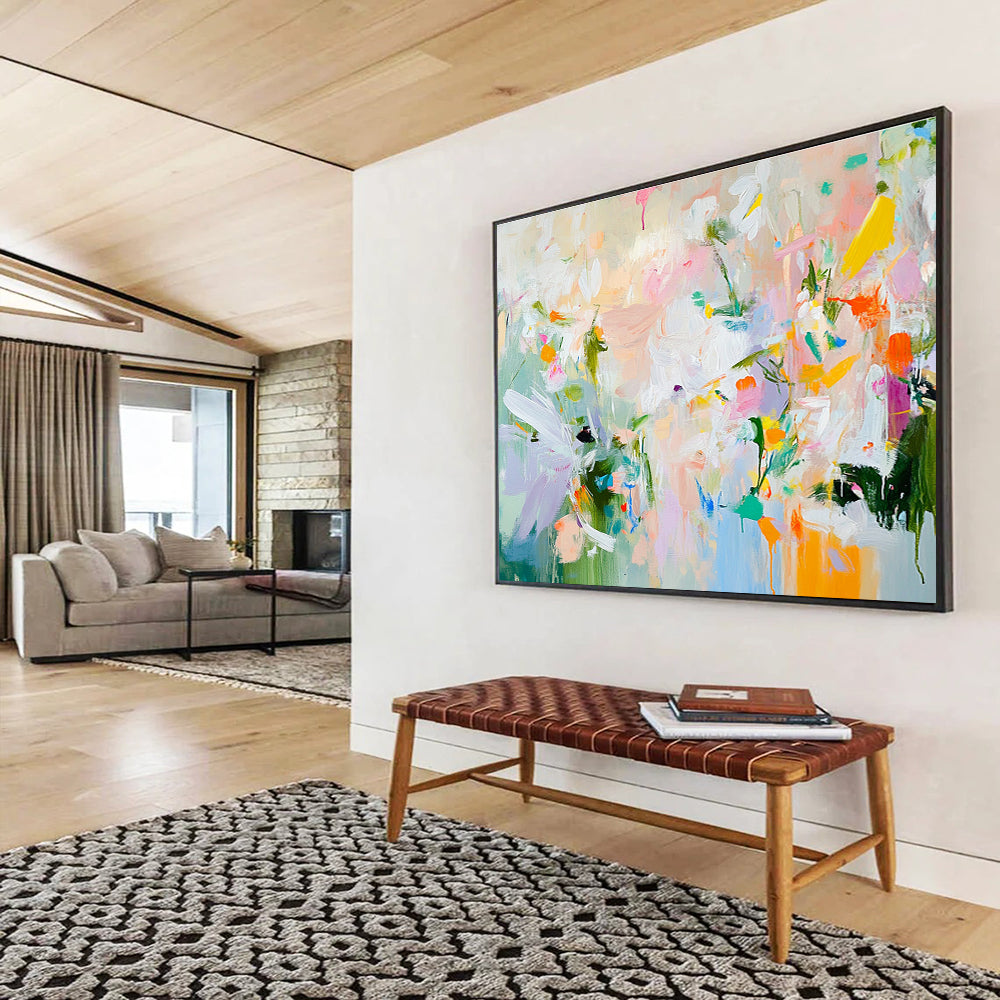 Vivid Floral Abstract Painting with Lush Expressive Brushstrokes ABS542