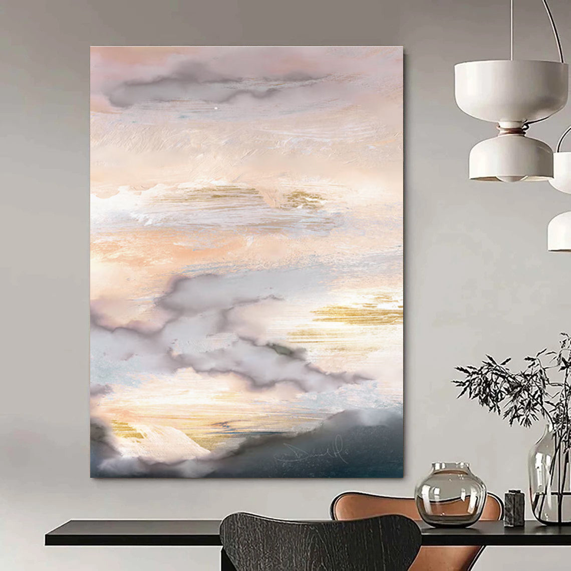 Ethereal Cloud - Sunset Abstract Painting for Luxury Hotel Suites HENG166