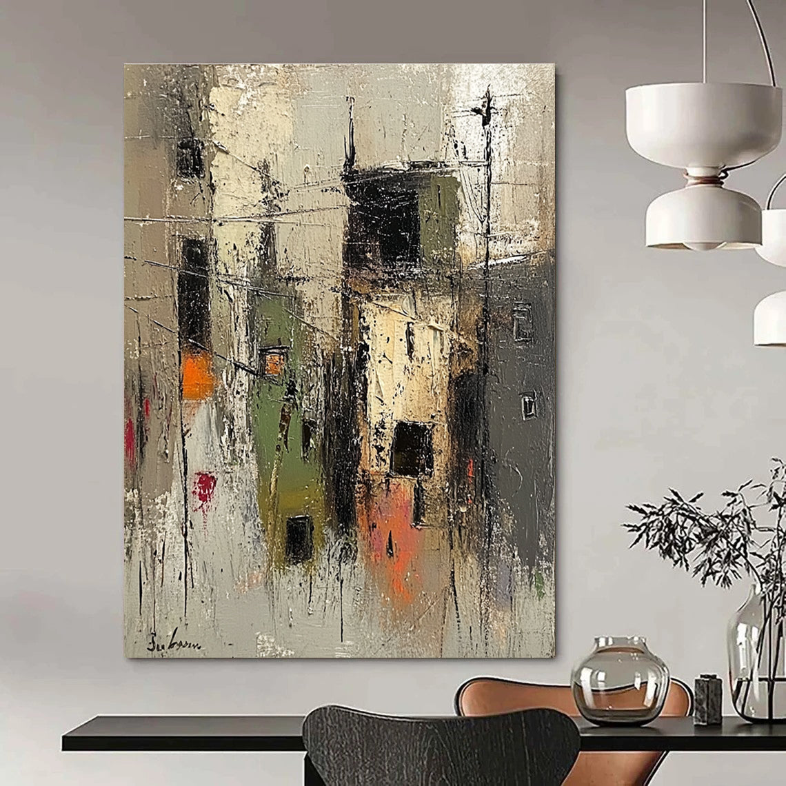 Abstract Urban Street Scene Painting for City - Inspired Cafes GAB1129