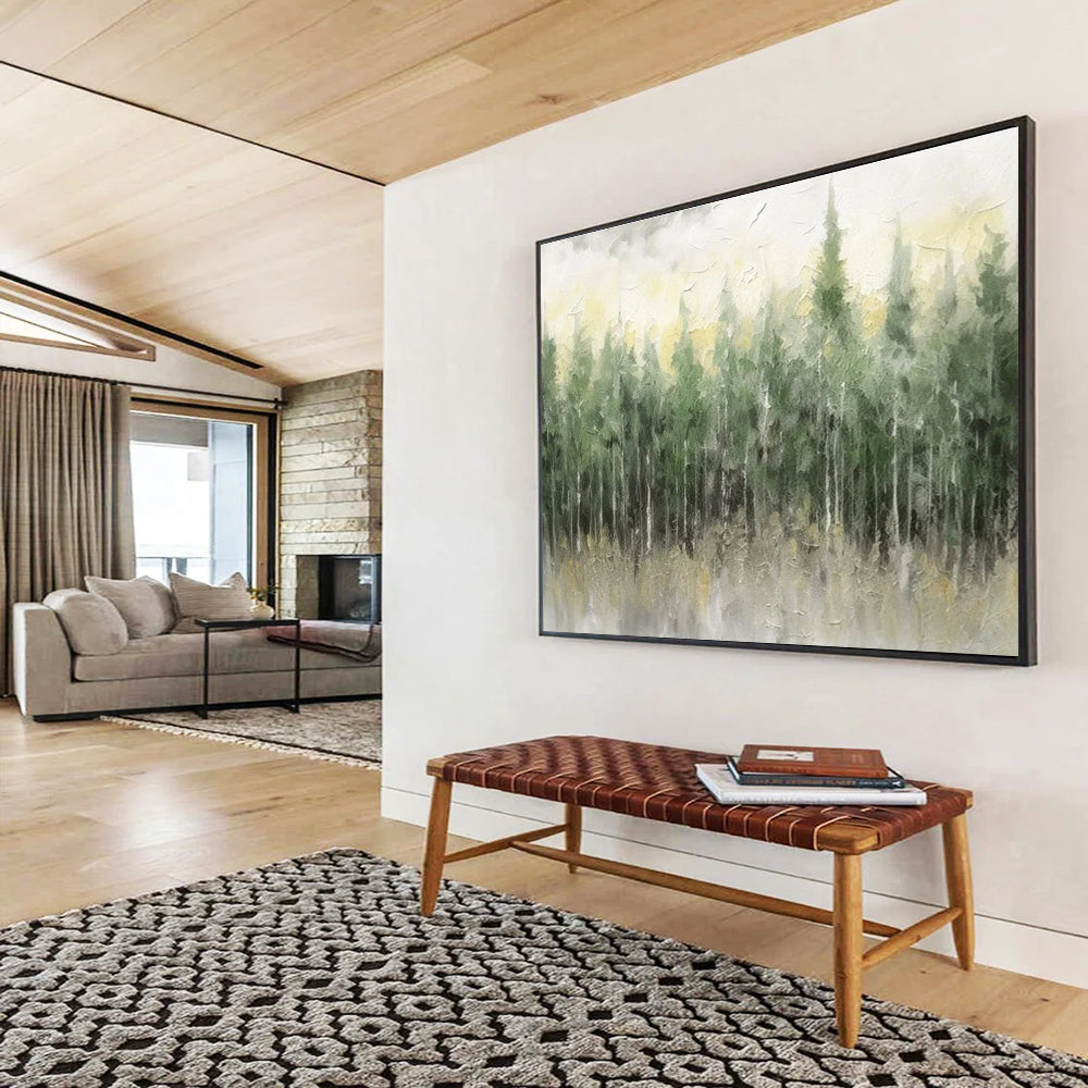 Misty Forest Abstract Painting for Enchanting Retreats YHT064