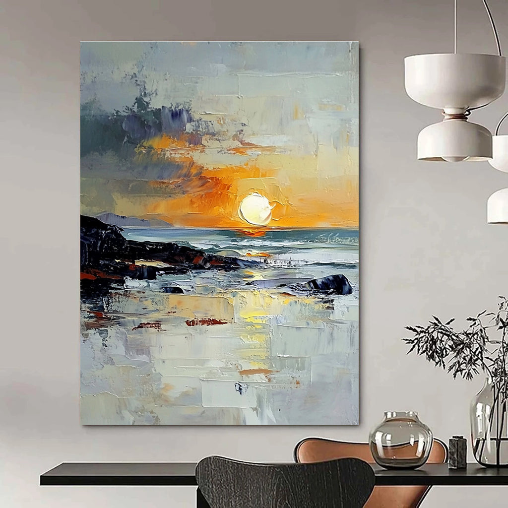 Sunset by the Sea Abstract Painting for Romantic - Themed Restaurants GAB1299