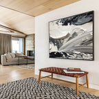 Black and White Abstract Textures Painting for Modern Monochrome Spaces YHT314