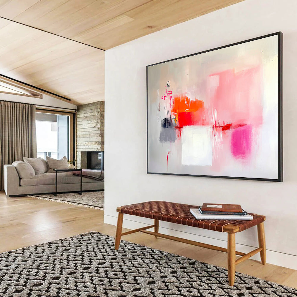 Pink - Orange Tones Abstract Painting with Expressive Brushstrokes ABS401
