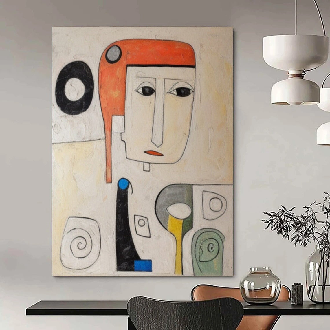 Abstract Portrait Abstract Painting for Bohemian - Style Living Rooms HENG004