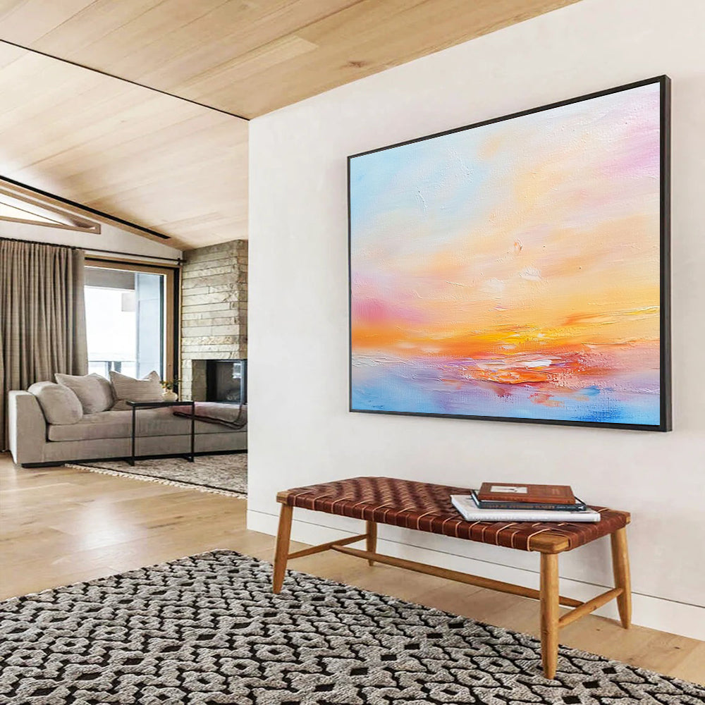 Pastel Sunset Abstract Painting with Dreamy Warmth ABS440