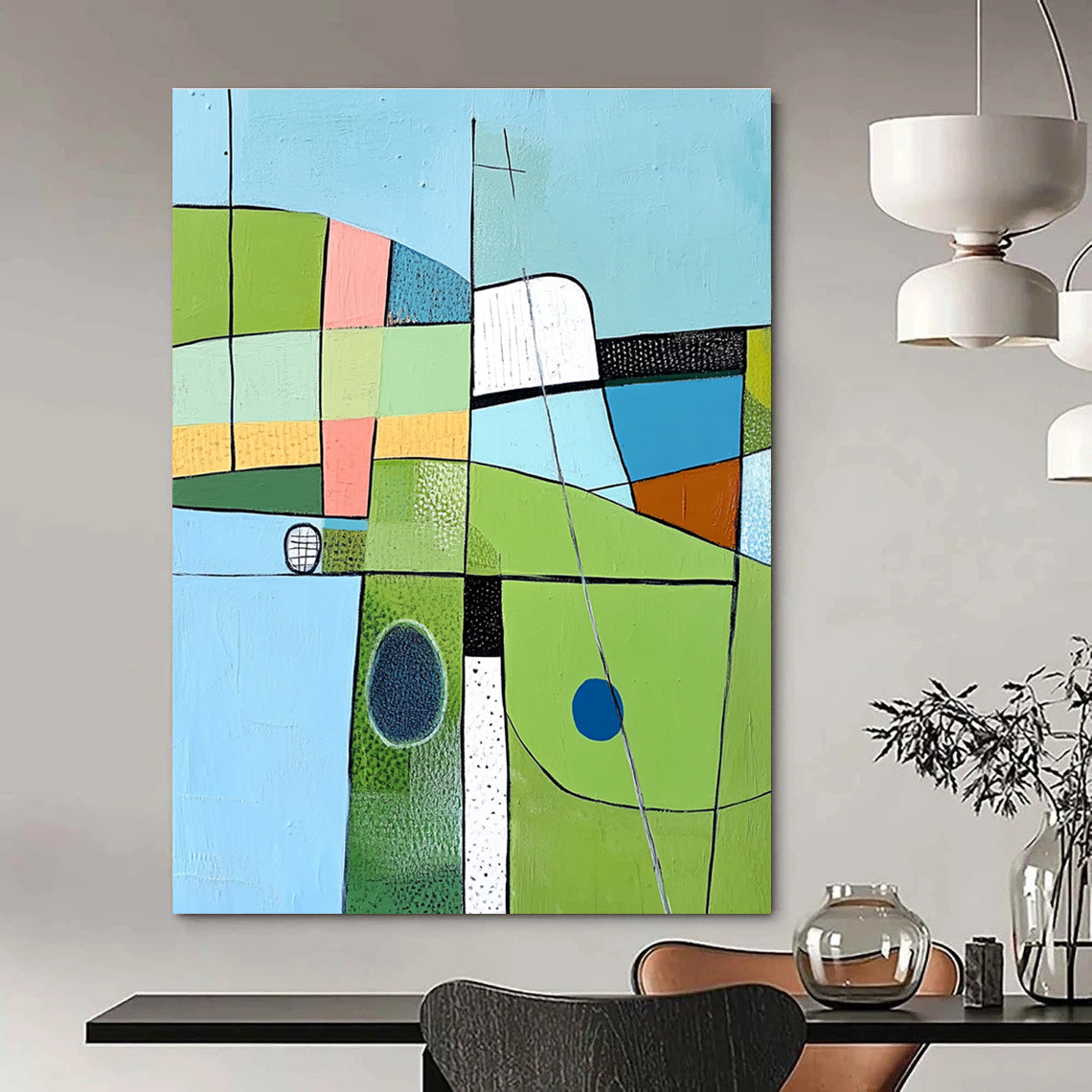 Geometric Landscape Art Modern Scenic Abstract Painting GAB0263