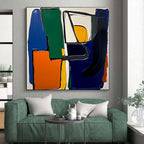 Color - Blocked Geometric Abstract Painting with Bold Vibrancy WINK220