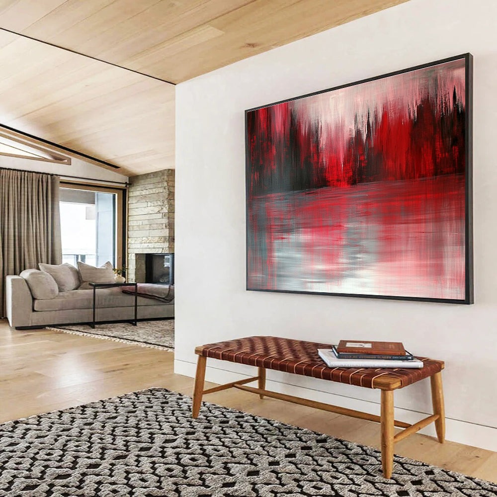 Red and Gray Reflection with Moody Tones Abstract Painting ABS331