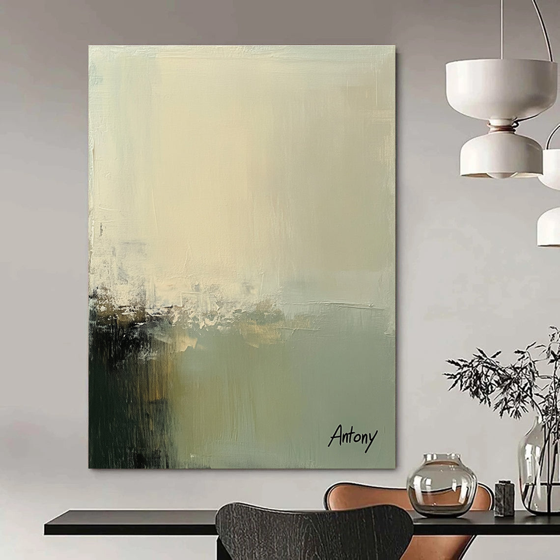 Minimalist Abstract Landscape Painting for Scandinavian - Inspired Living Rooms GAB1227