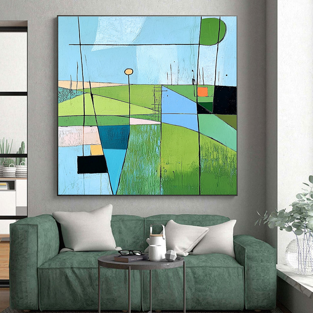 Geometric Landscape Abstraction Abstract Painting with Playful Proportions WINK232