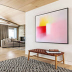 Soft Pink, Yellow and Red Abstract Painting with Gentle Warmth ABS410