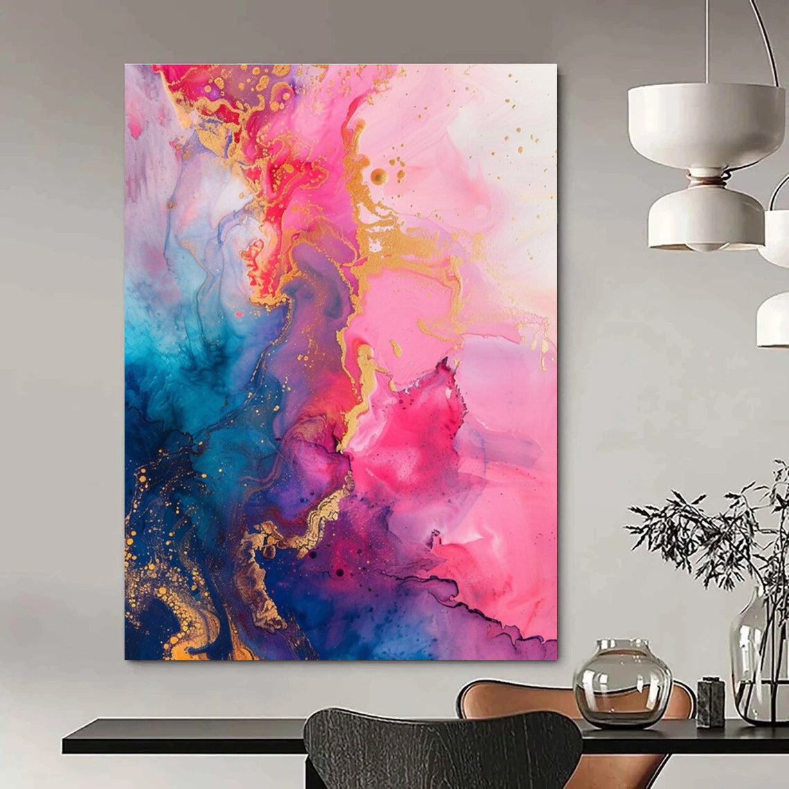 Dreamy Ink - Flow Abstract with Gold Painting for Relaxing Spaces HENG286