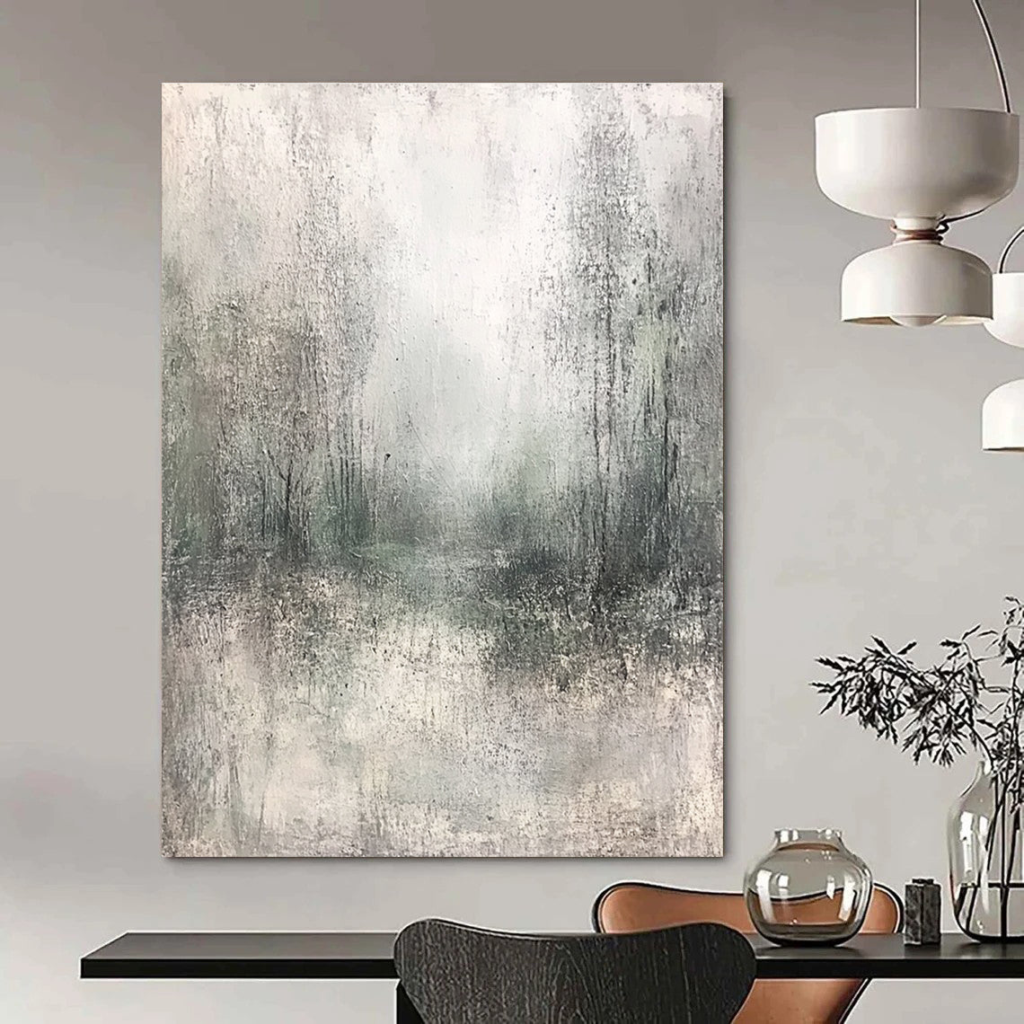 Misty Forest Landscape Abstract Painting of Ethereal Nature GAB0203