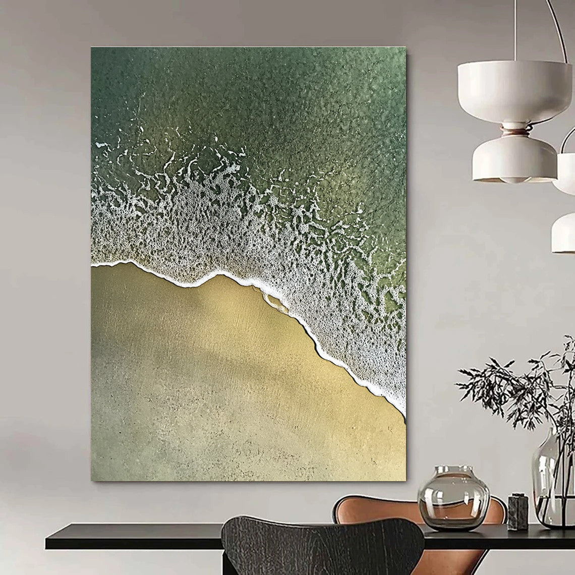 Aerial Beach View Modern Coastal Abstract Painting GAB0311
