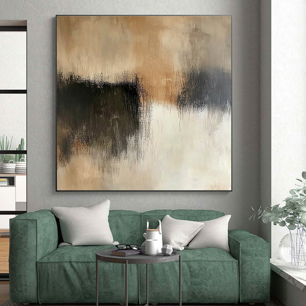 Beige Black Abstract Painting with Quiet Sophistication WINK545